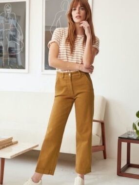 Everlane Cropped Straight Regular Size 2 Tan Pants Jeans